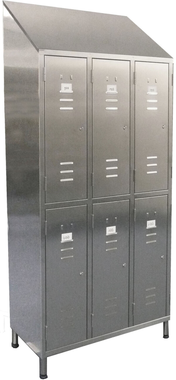 RVS garderobekast met 6 lockers