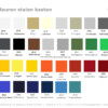 Kleuren overzicht staalgelakte kasten