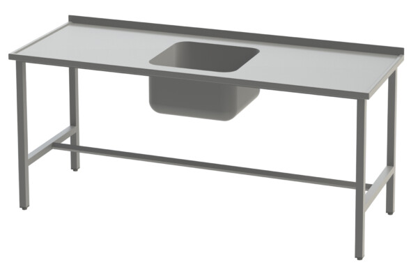 RVS spoeltafel met opstaand blokprofiel