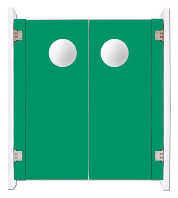 Groene kunststof dubbele pendeldeur met zichtvensters