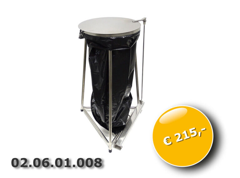 RVS afvalzakhouder met klemring en deksel 120 liter